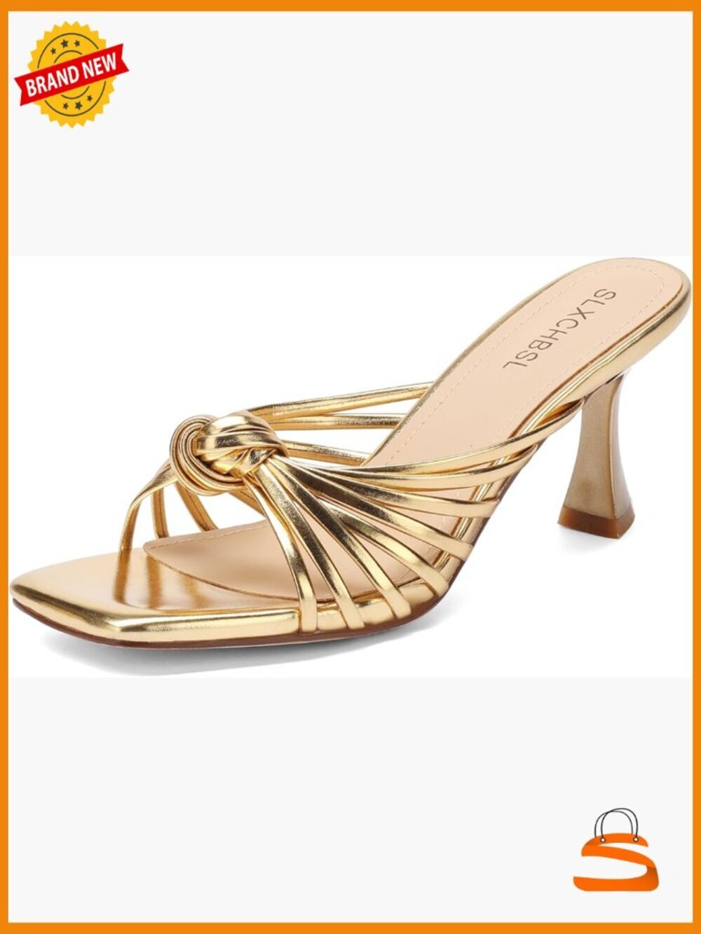 Square Open Toe Kitten Heel Sandals - 2.75" Heel, Slip On